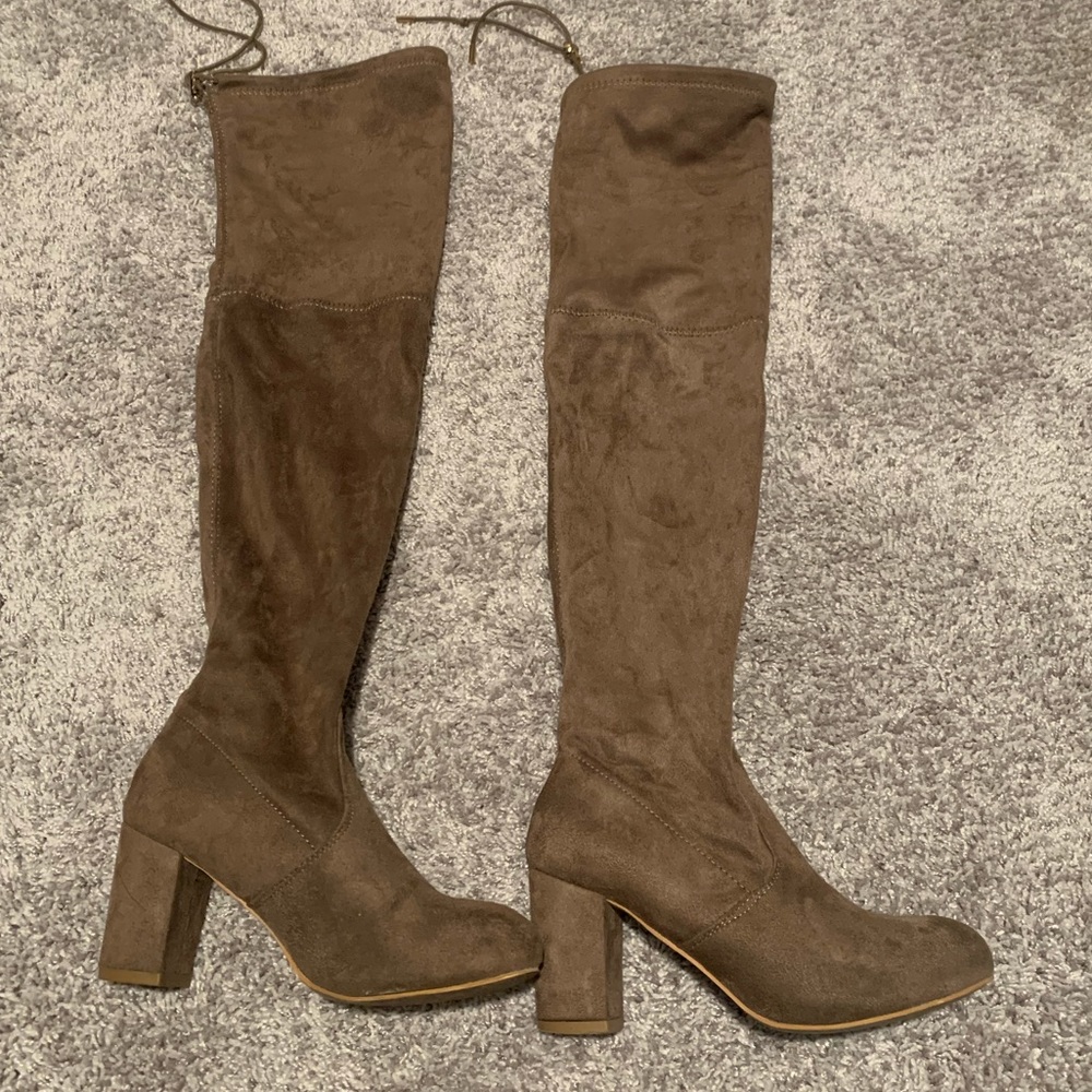 Beston over the knee block heel boots